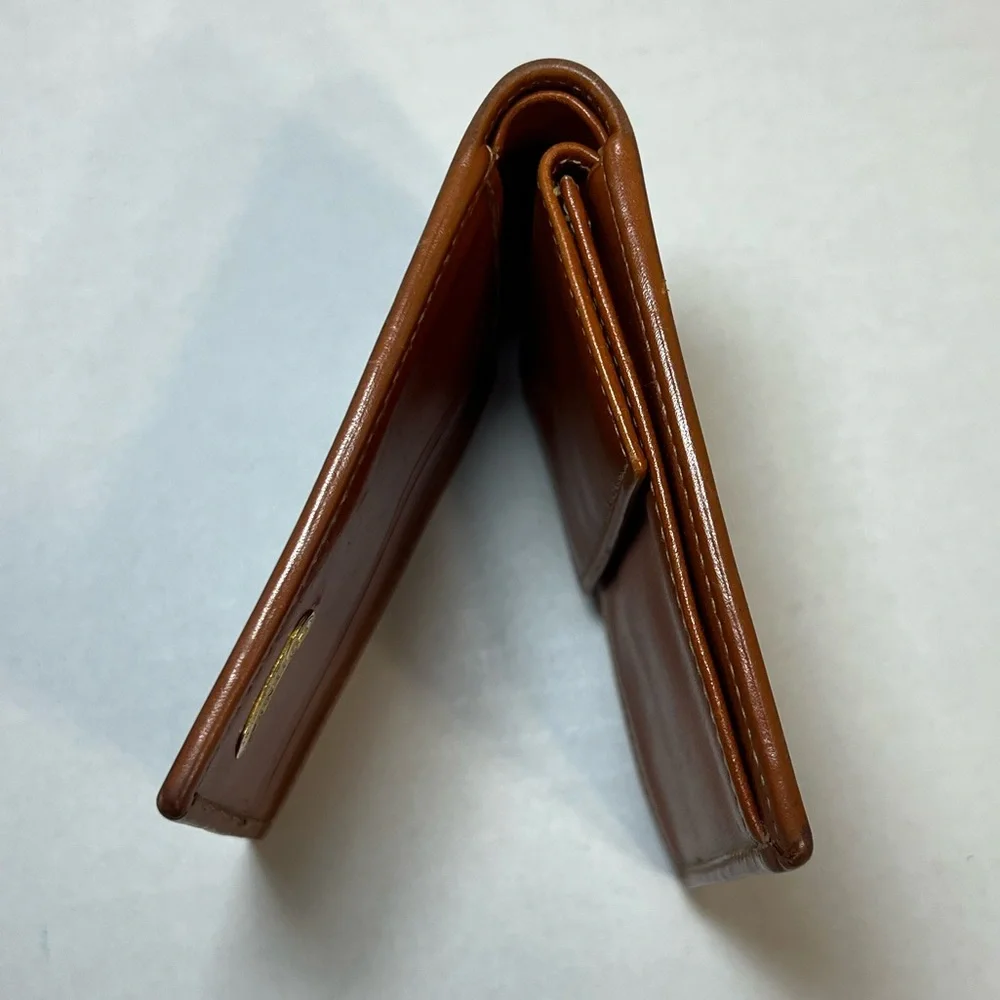 FENDI Pequin Patterned Bifold Wallet Brown/Black PVC &‎ Cognac Leather